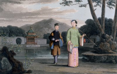 Chinese Lady with Pavilion in Background, from 